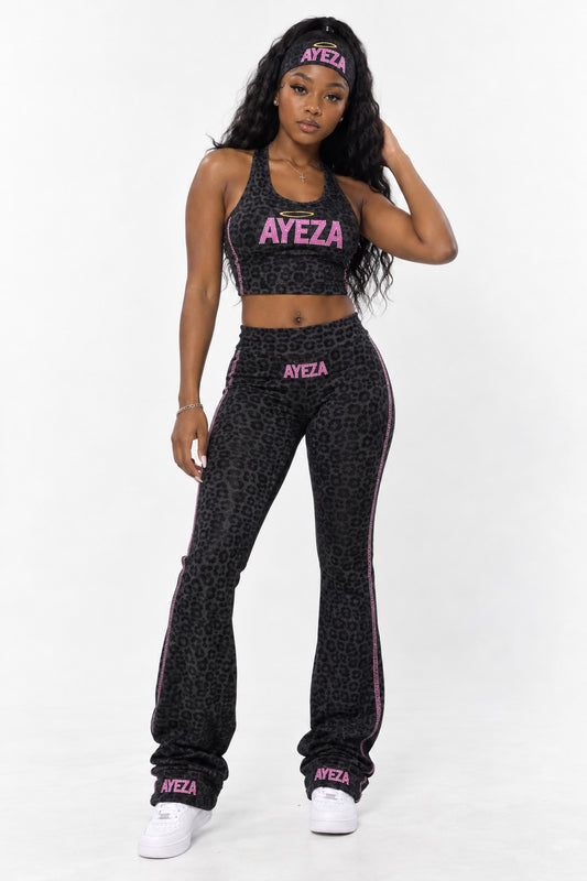 Y2K Leopard Yoga Bra - Black Leopard
