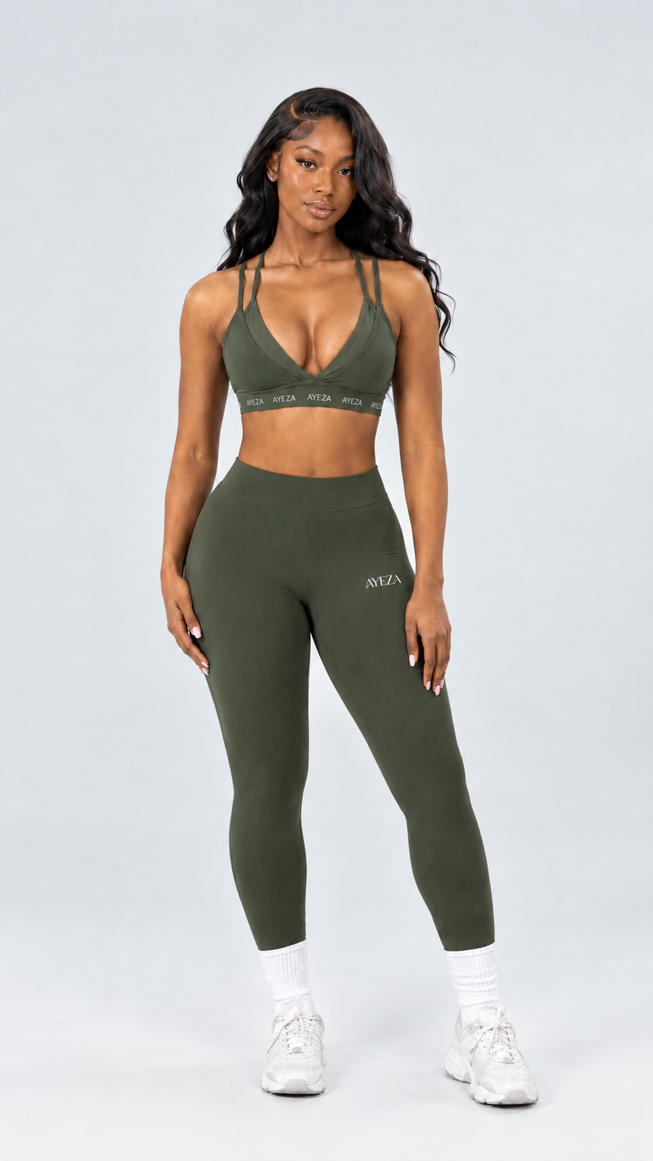 SoftMotion Bralette & Leggings with Reflective Logo - Green
