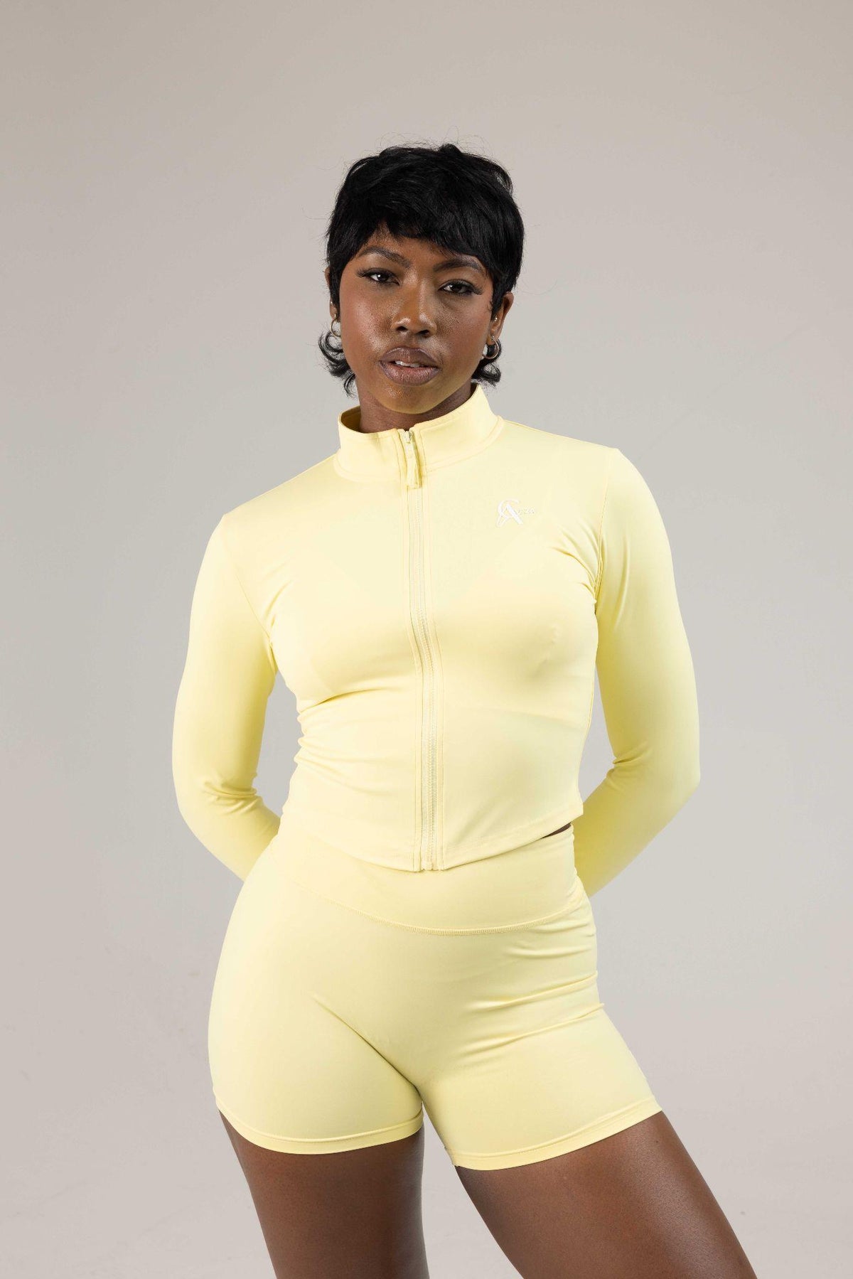 SculptLab Jacket, V-Back Shorts & Yoga Bra - Yellow