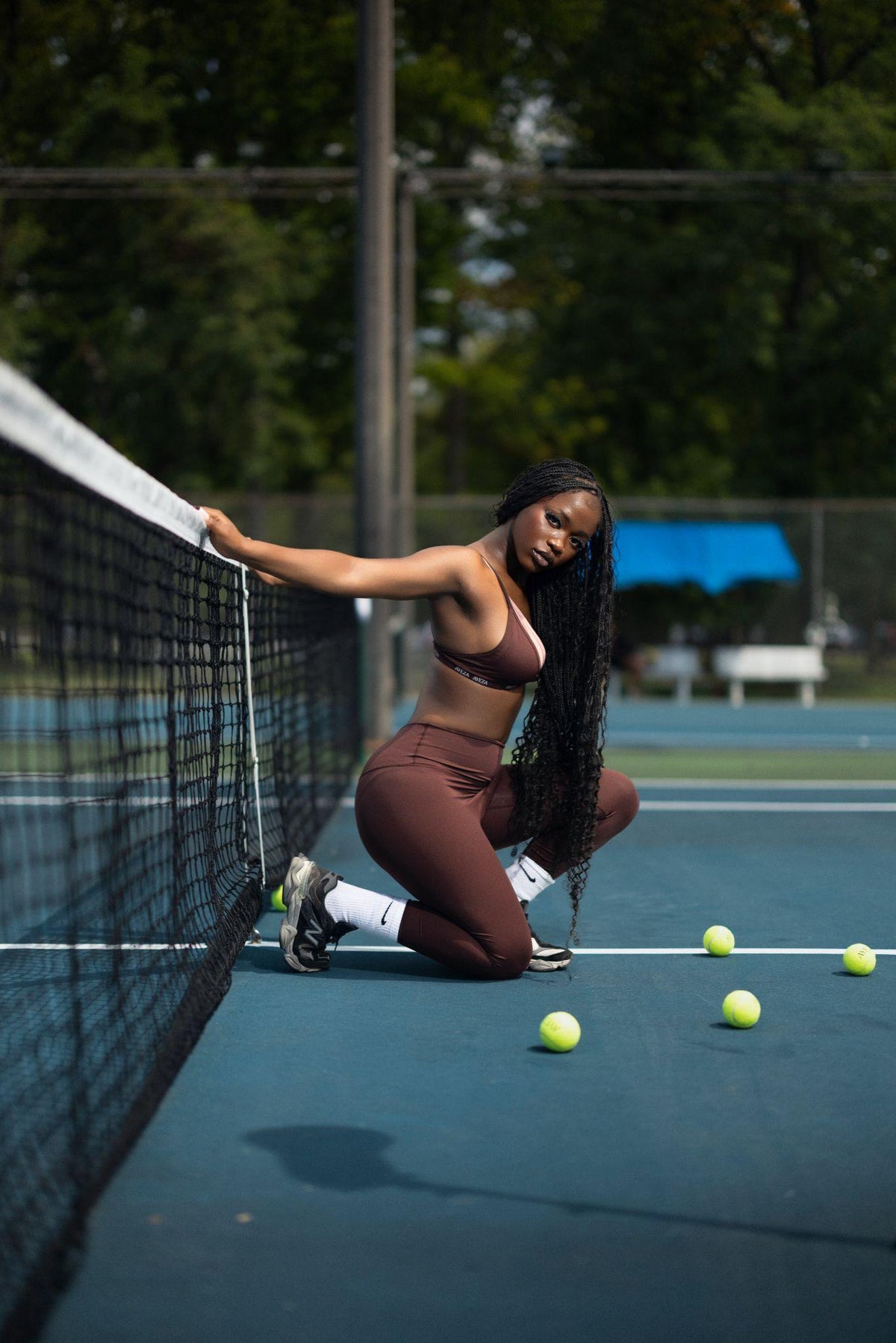 SoftMotion Bralette & Leggings with Reflective Logo - Brown