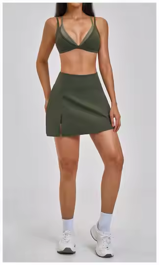 SoftMotion Bralette with reflective logo, SoftMotion Leggings with reflective logo (green)
