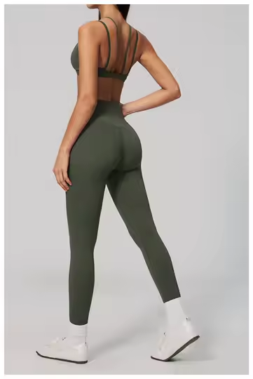 SoftMotion Bralette with reflective logo, SoftMotion Leggings with reflective logo (green)