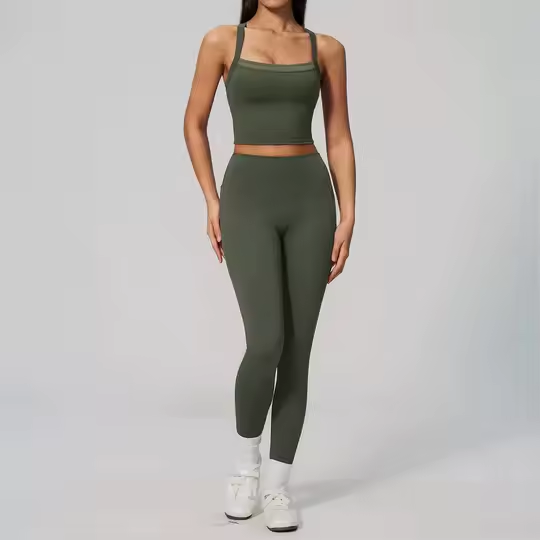 SoftMotion Bralette with reflective logo, SoftMotion Leggings with reflective logo (green)